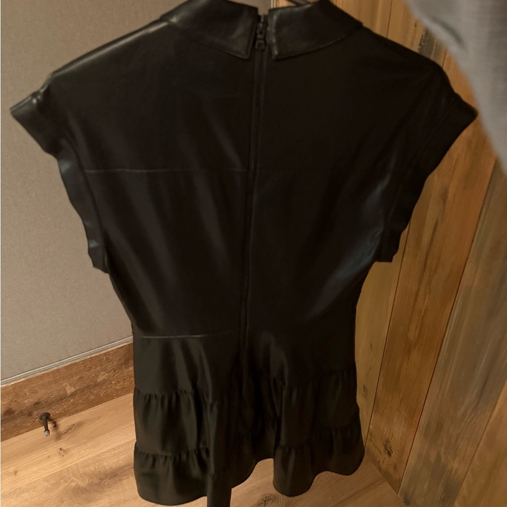 Alice + Olivia NWT Mila Black Faux Leather Mini Dress - Picture 5 of 8